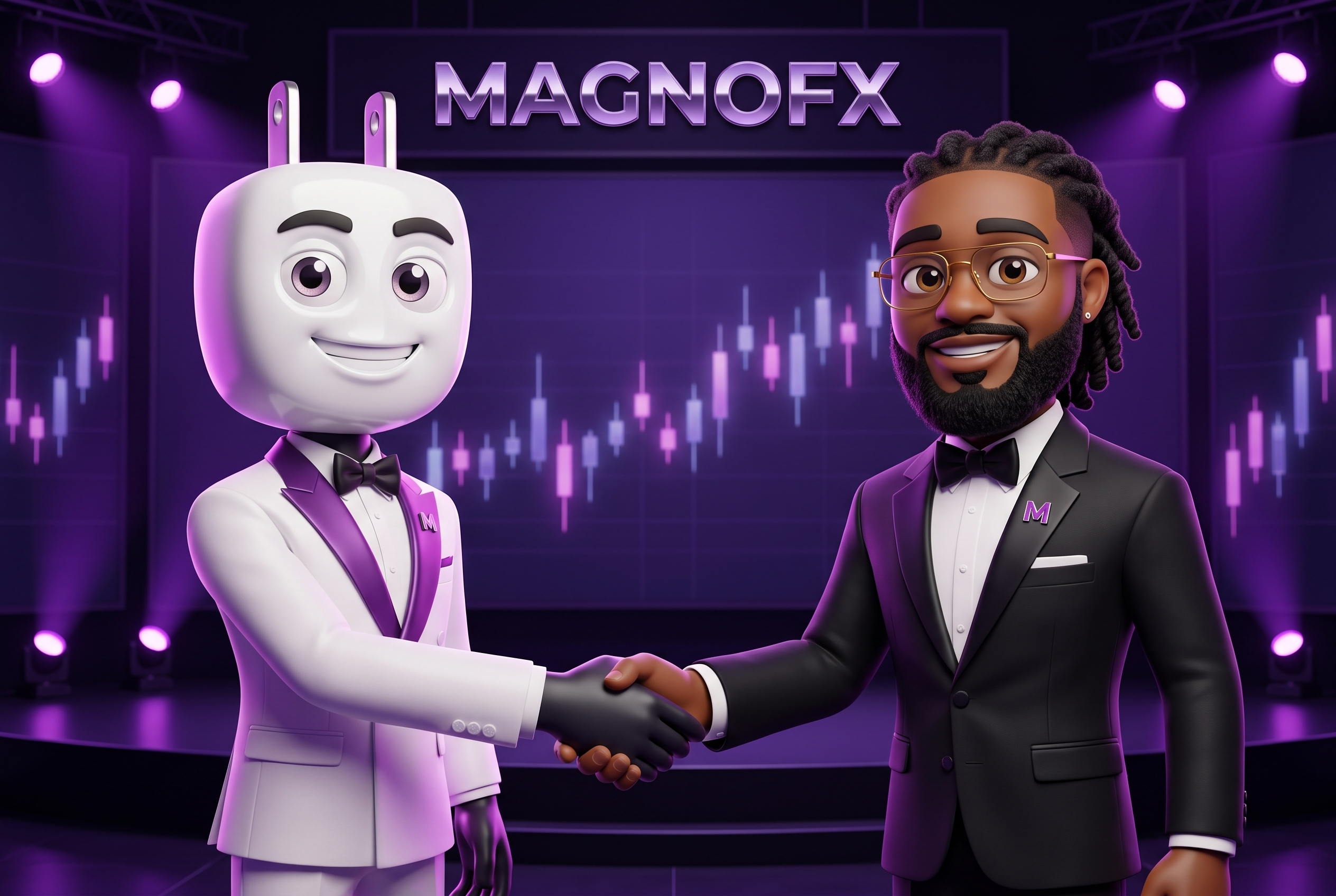 Quiani McGee shaking hands with MagnoFX mascot
